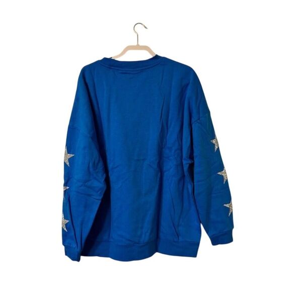 Gameday Couture Women's NFL Medium Blue Rhinestone Sweatshirt Detroit Lions - Picture 3 of 11